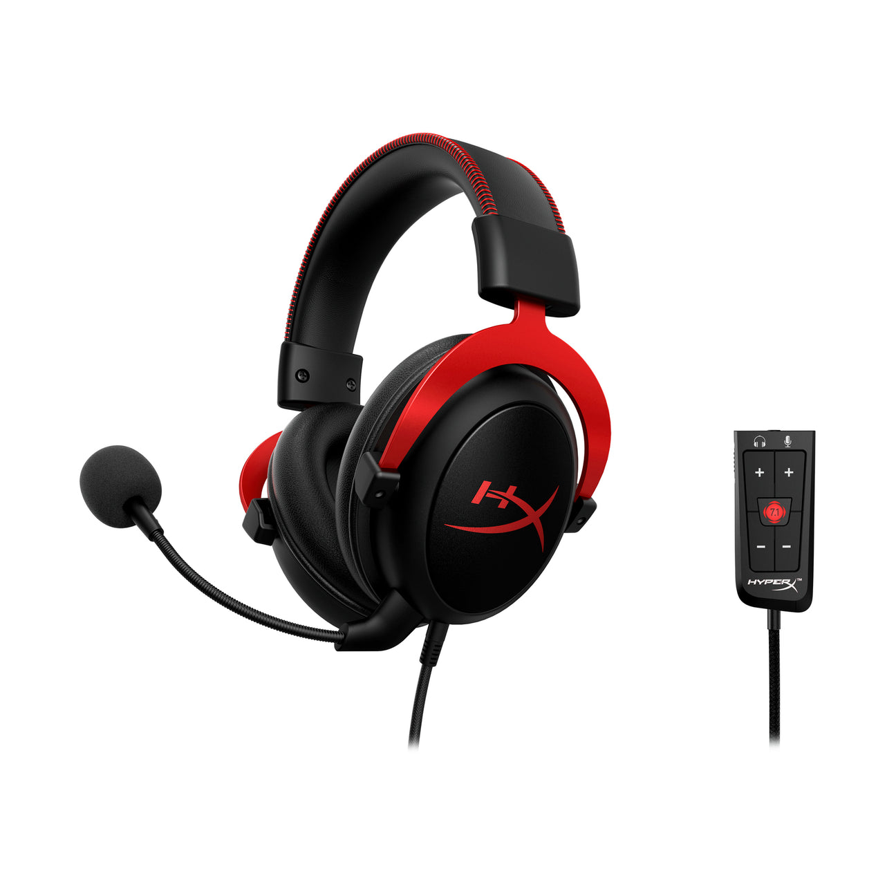 HyperX Cloud II - Gaming Headset (Black-Red) Side with connector