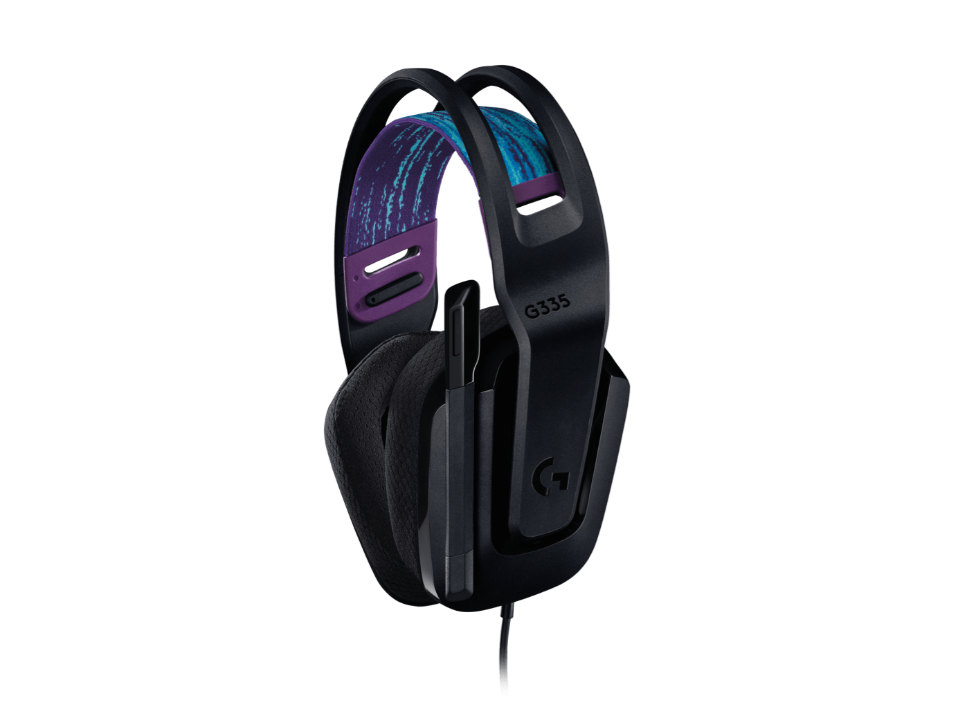 Logitech G335 Gaming Headset demonstrating its durable build quality and stylish black finish.