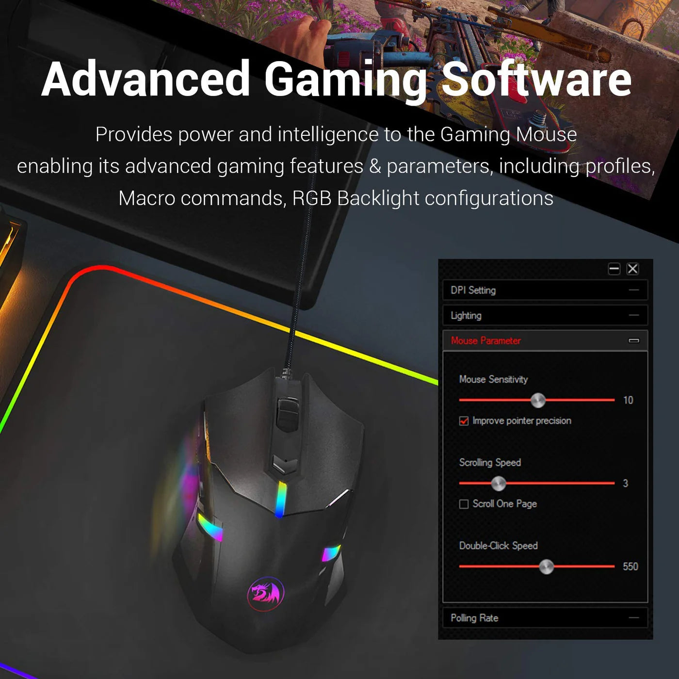 Redragon M601 RGB Centrophorus Wired Gaming Mouse