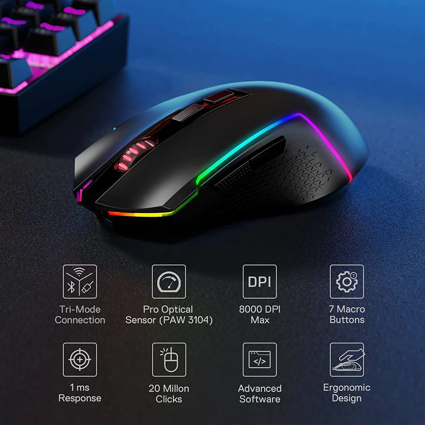 Redragon Trident Pro M693 - Wireless Gaming Mouse
