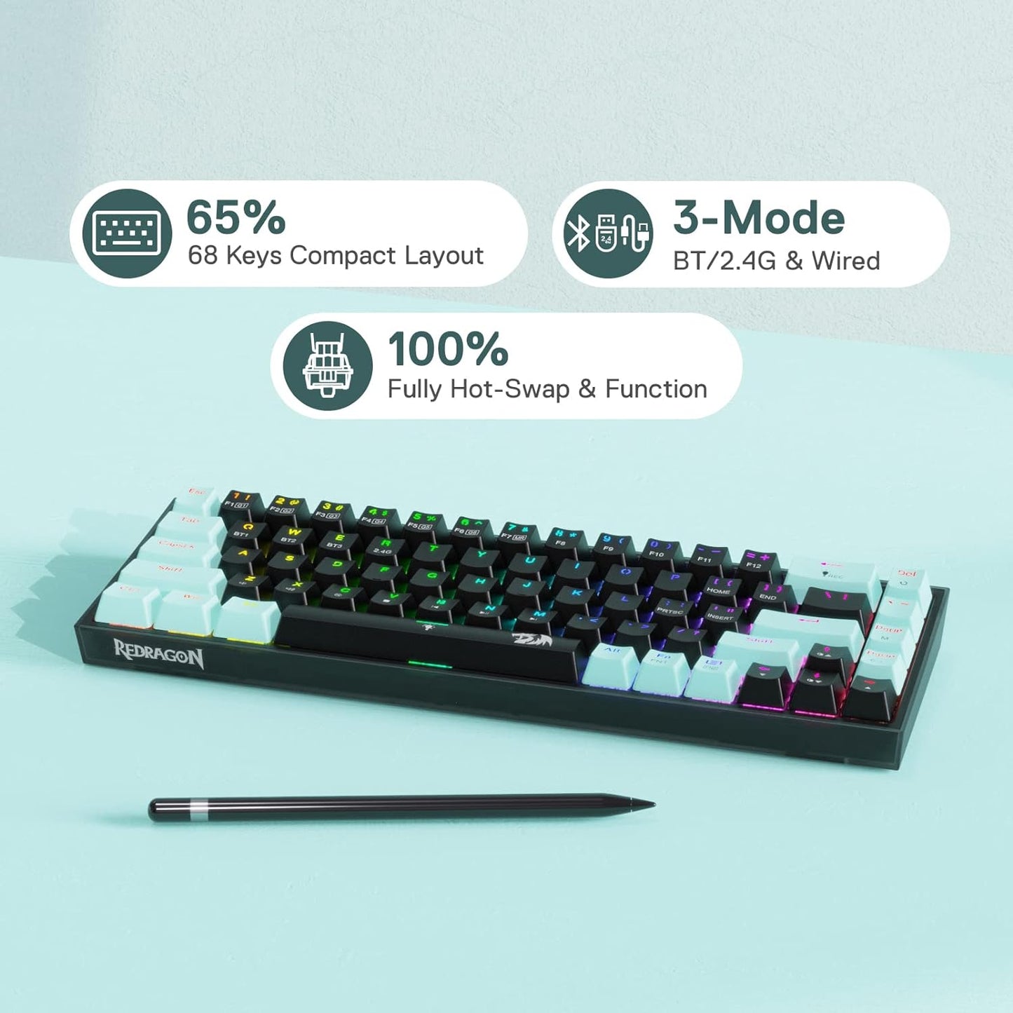 Redragon Castro K631 SE - 65% Wireless Mechanical Keyboard (Custom Switch)