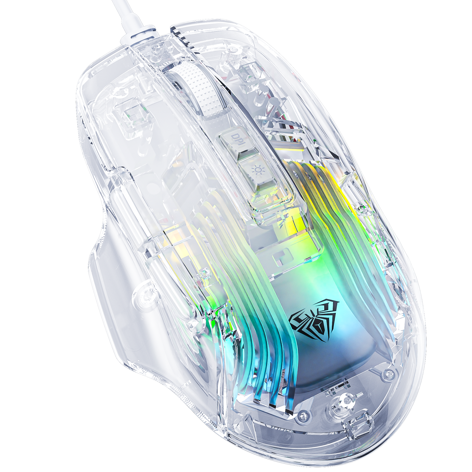 AULA S80 Transparent Wired Gaming Mouse with RGB lighting and 7200 DPI