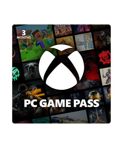 Xbox PC Game Pass promotional image with game thumbnails and logo.