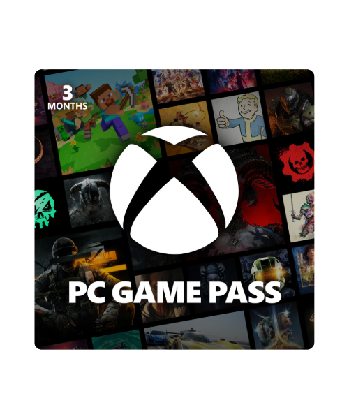 Xbox PC Game Pass promotional image with game thumbnails and logo.