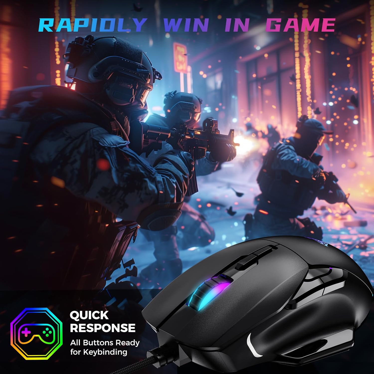 ULA F815 black gaming mouse with ergonomic design