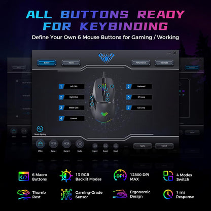 ULA F815 black gaming mouse ultra-fast response time