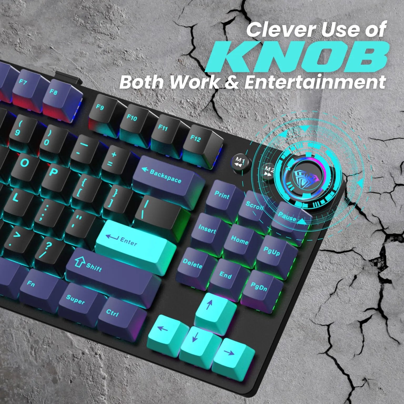 AULA M75 Blue + Black + Green Keycap Combo – Stylish Tri-Color Gaming Keyboard in India