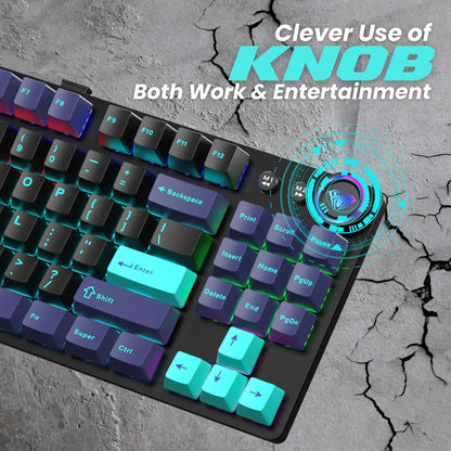 AULA M75 Blue + Black + Green Keycap Combo – Stylish Tri-Color Gaming Keyboard in India