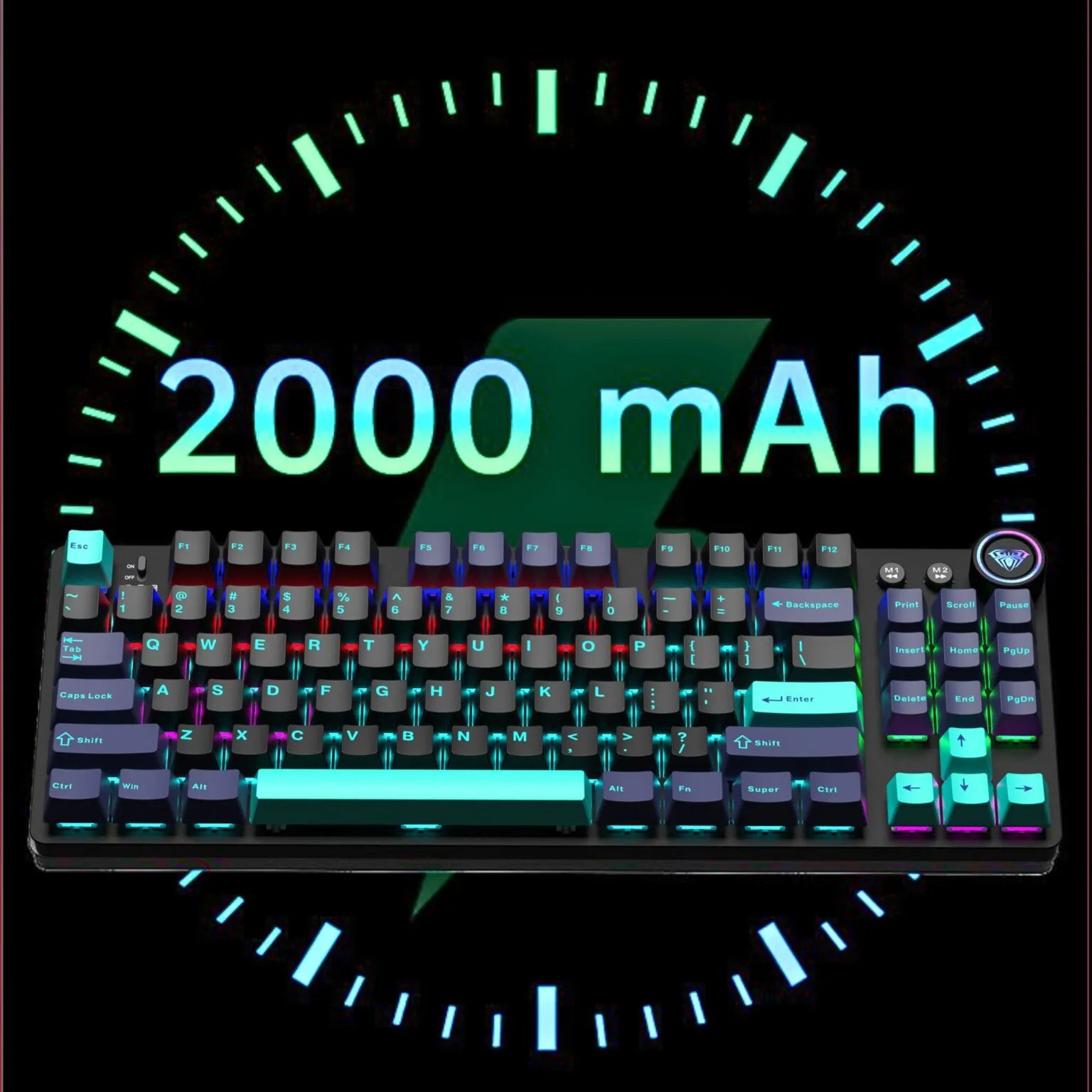 AULA M75 Gaming Keyboard with Tri-Mode Connection – Bluetooth, 2.4GHz Wireless, and USB-C Wired Support