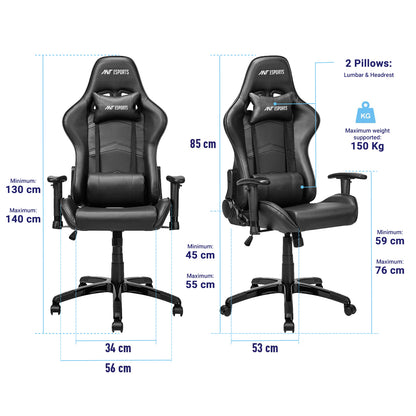Ant Esports 9077 Ergonomic Black Gaming Chair Dimensions