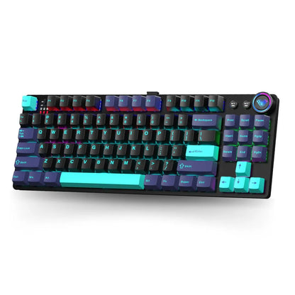 AULA M75 Tri-Mode Mechanical Gaming Keyboard – Blue Black Green Layout, Best Wireless Keyboard for Gaming in India