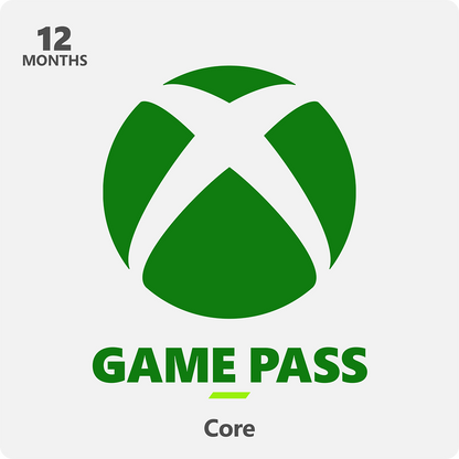 Xbox Game Pass Core subscription card with green logo on a white background