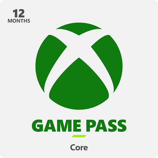 Xbox Game Pass Core subscription card with green logo on a white background