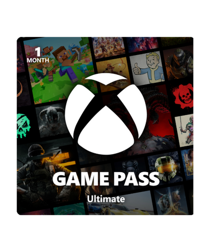 Xbox Game Pass Ultimate logo with game thumbnails in the background