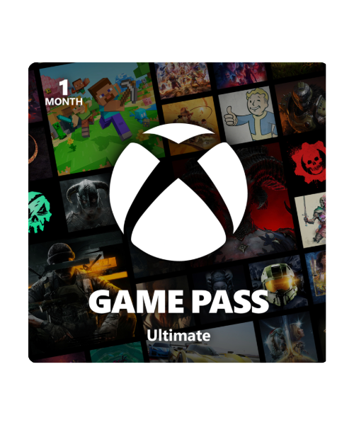 Xbox Game Pass Ultimate logo with game thumbnails in the background