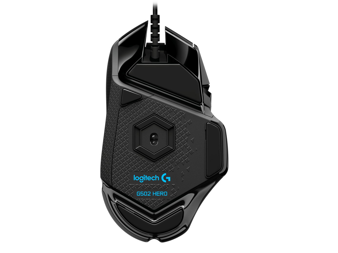 Logitech G502 HERO Gaming Mouse showcasing onboard memory profile buttons for quick game settings.