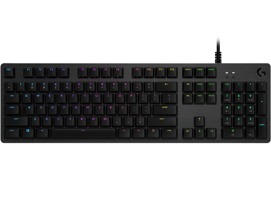 Logitech G512 Carbon Mechanical Gaming Keyboard with GX Blue switches and RGB lighting.
