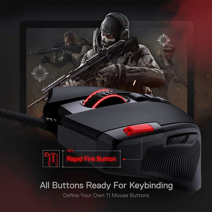 Redragon Predator M612 – RGB Wired Gaming Mouse | 11 Buttons, 8000 DPI