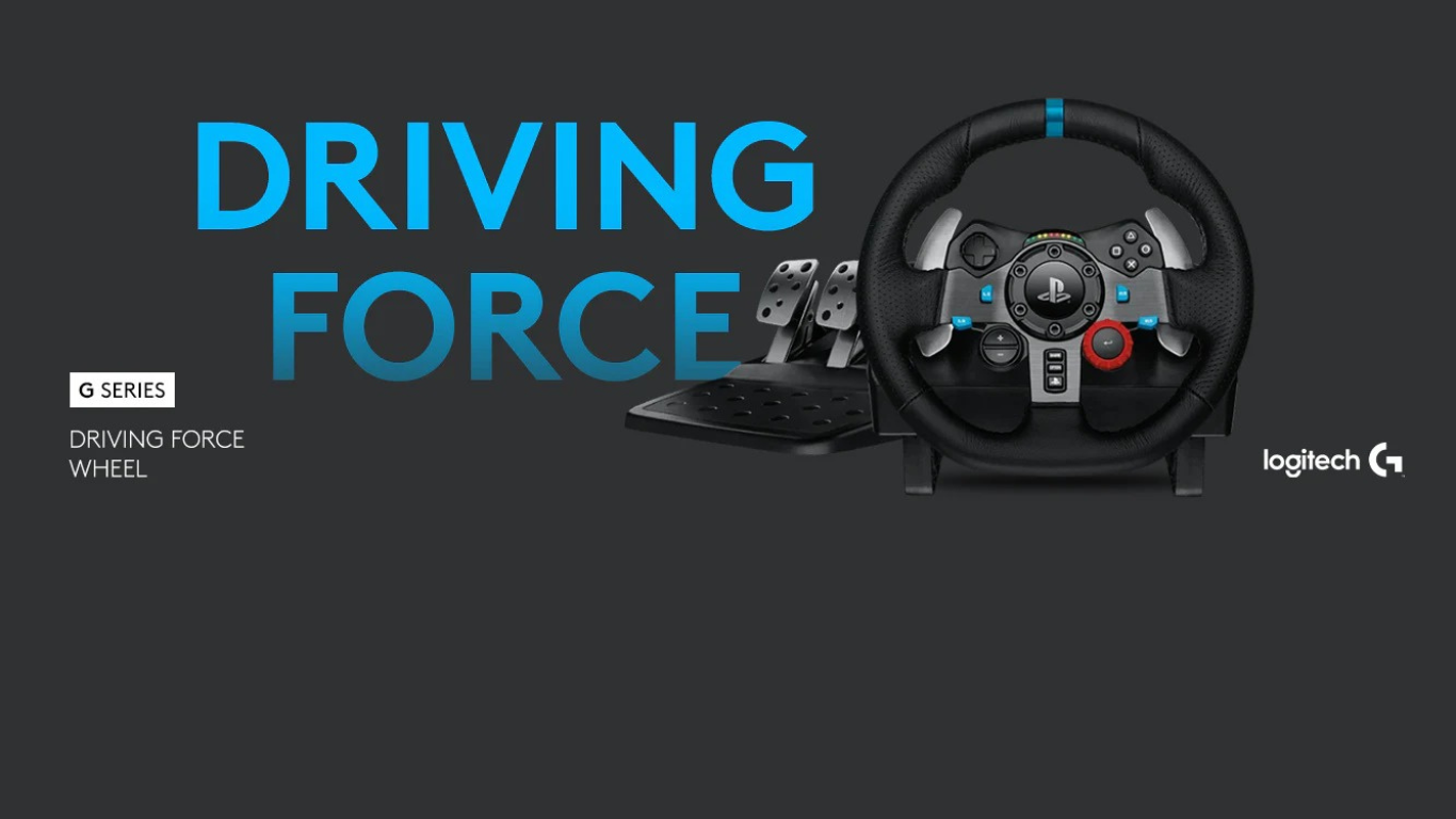 Driving Force banner displaying the G29 Logitech racing wheel